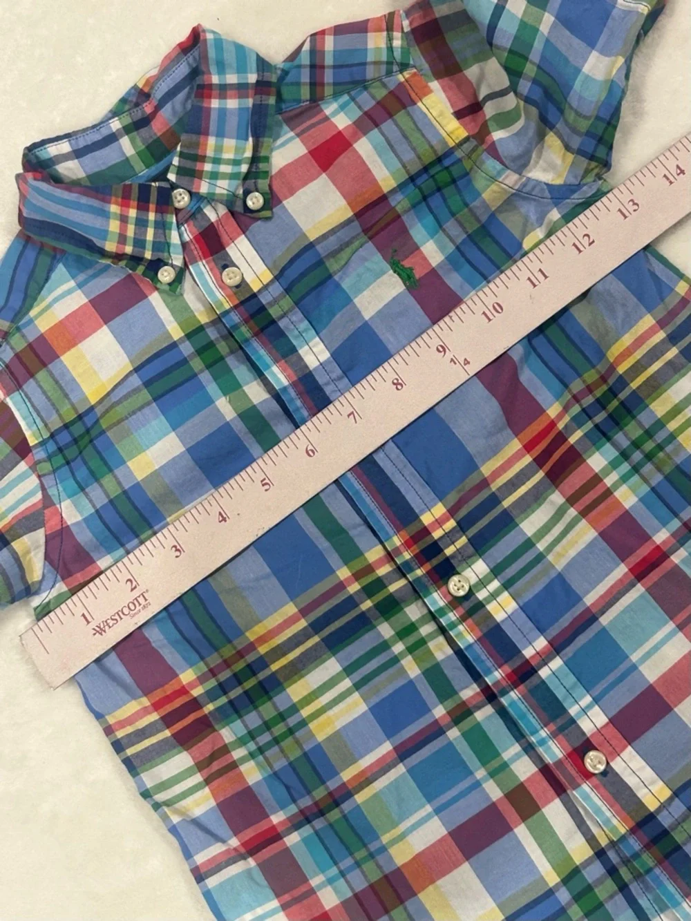 Ralph Lauren shirt button down short sleeve kids toddler boys 3T blue plaid prep